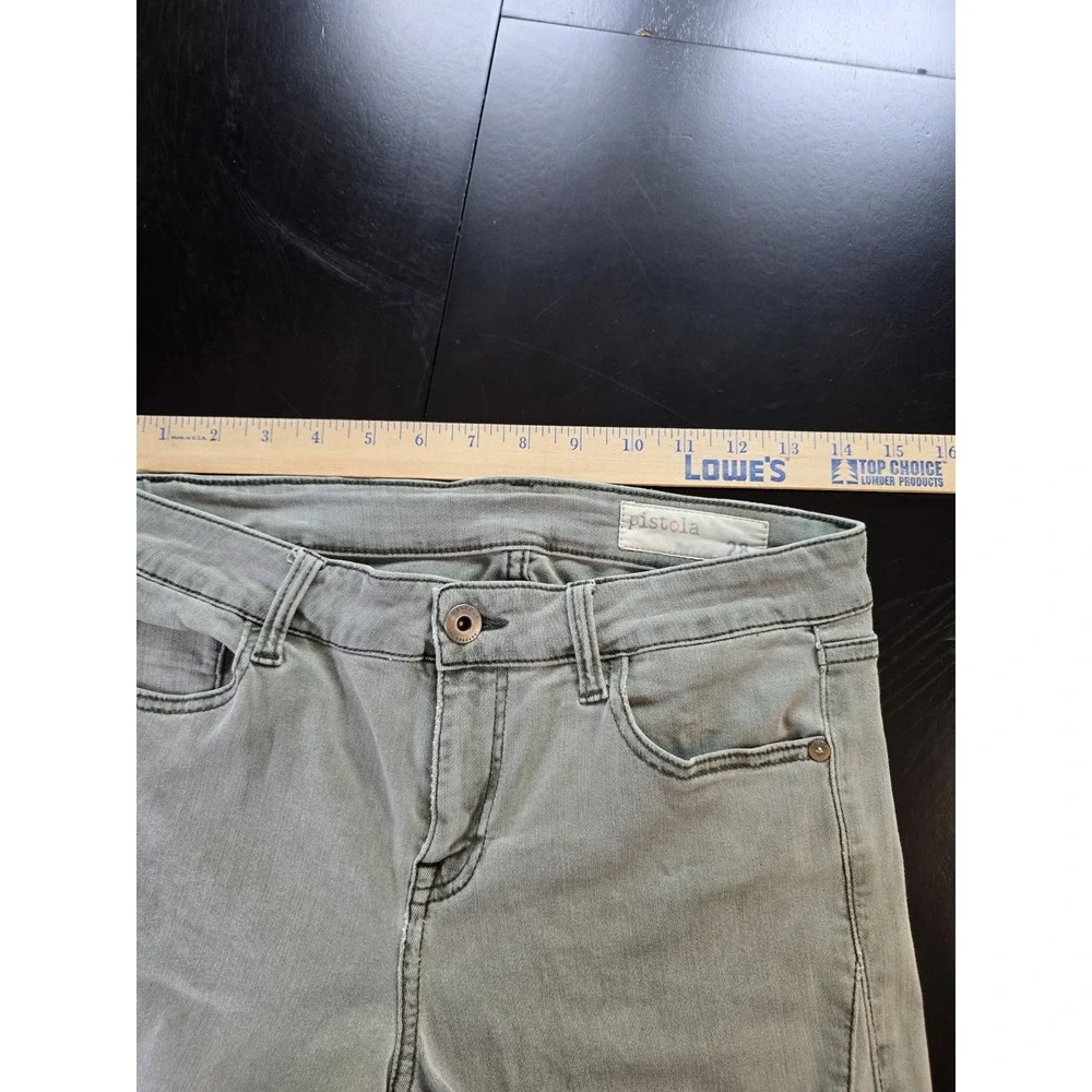 Pistola P6268 Moto Skinny Jeans Gray Size 28‎ Ribbed Knee Detail Stretch Denim